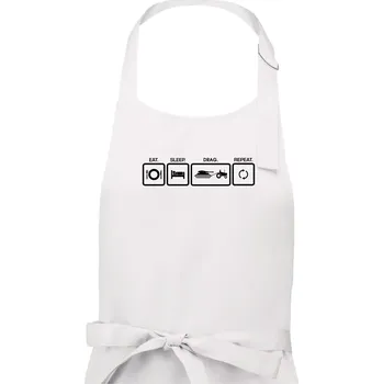 Kuchyňská zástěra Eat sleep drag repeat - Pánská zástěra na vaření - Univerzální velikost ( Bílá )
