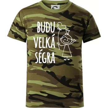 Chlapecké oblečení Budu velká ségra - Dětské maskáčové triko - 134 cm/8 let ( Zelený maskáč )