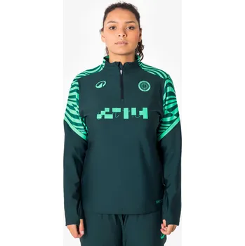 Dámská mikina KIPSTA Dámská fotbalová mikina se zipem u krku Viralto 2XS MODRÁ|ZELENÁ