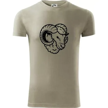 Pánské tričko Černá Hlava berana obrys - Viper FIT - Pánské zůžené tričko - S ( Light khaki )