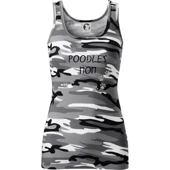 Dámské tričko Poodle`s mom Pudl) (Reflexní tlapky) - Dámské Maskáčové tílko - XS ( Šedý maskáč )