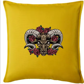 Polštář Hlava berana s růžemi - Polštář 50x50 - 50x50 - Pouze potah ( Žlutá )