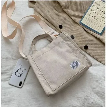 Kabelka Manšestrová stylová kabelka přes rameno | dámská taška, jednoduchá kabelka - BÍLÝ