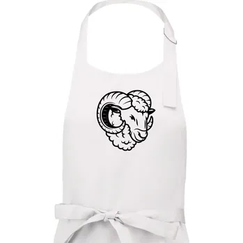 Kuchyňská zástěra Černá Hlava berana obrys - Dámská zástěra na vaření - Univerzální velikost ( Bílá )