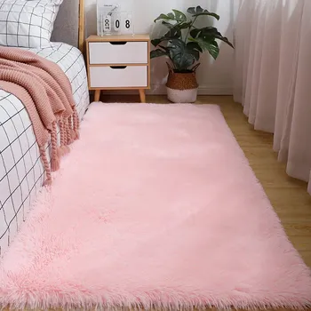 Koberec Stylový chlupatý koberec do ložnice | koberec, deka pod nohy, koberec na hraní - Růžový , 80x120cm