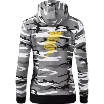 Dámská mikina Jsem elektrikář - blesk - Dámská mikina trendy zipper s kapucí - L ( Šedý maskáč )