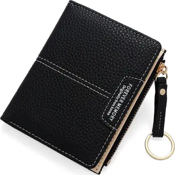 Elegantní slim peněženka s klíčenkou | dámská peněženka, držák karet - Černý