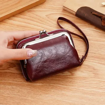 Peněženka Dámská peněženka se sponou | dámská peněženka, kožená peněženka - tmavě růžová