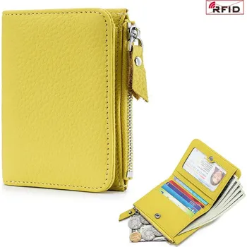 Peněženka Kožená RFID peněženka do kapsy | peněženka, držák karet - Žluť