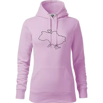 Dámská mikina Mapa Ukrajiny - srdce - Mikina dámská Cape s kapucí - XS ( Orchid )