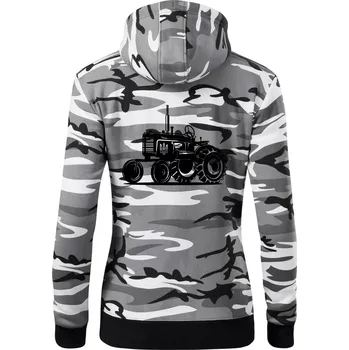 Dámská mikina Traktor Ukrajinské armády - Dámská mikina trendy zipper s kapucí - XL ( Šedý maskáč )