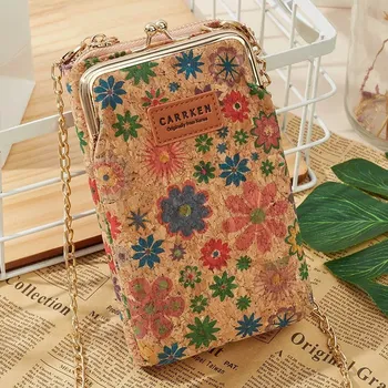 Kabelka Stylová koženková mini kabelka s korkovým motivem | malá taška, dámská kabelka - 223