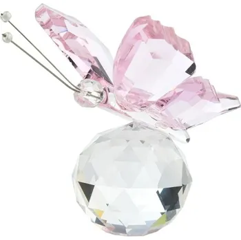 Skleněný křišťálový motýl | skleněná dekorace, křišťálová figurka - Růžová