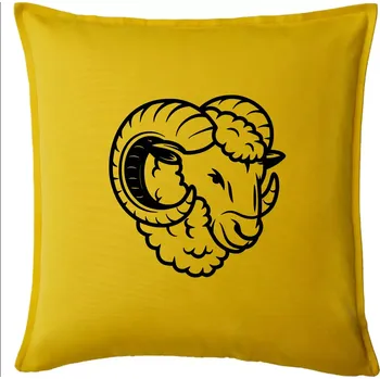 Polštář Bílá Hlava berana obrys - Polštář 50x50 - 50x50 - Pouze potah ( Žlutá )