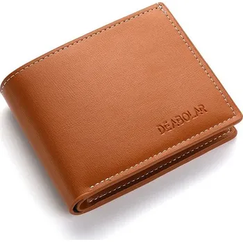 Peněženka Tenká pánská kožená peněženka s držákem karet | pánská peněženka, kožená peněženka - Světle hnědá