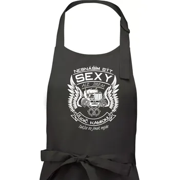 Kuchyňská zástěra Nesnáším být sexy - kamioňák ( řidič kamionu ) - Pánská zástěra na vaření - Univerzální velikost ( Dřevěné uhlí )