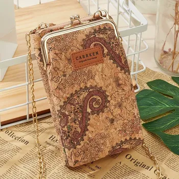 Kabelka Stylová koženková mini kabelka s korkovým motivem | malá taška, dámská kabelka - 205