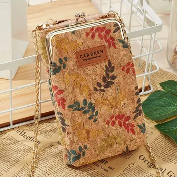 Kabelka Stylová koženková mini kabelka s korkovým motivem | malá taška, dámská kabelka - 218