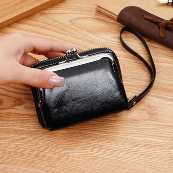 Peněženka Dámská peněženka se sponou | dámská peněženka, kožená peněženka - černý