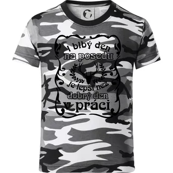 Chlapecké tričko Blbý den na posedu - Dětské maskáčové triko - 146 cm/10 let ( Šedý maskáč )