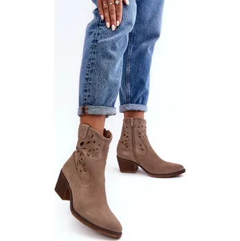 Dámská zimní obuv Boty na podpatku SN622-20 hnědé - Step in style 36