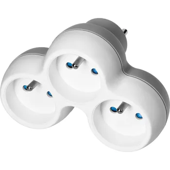 vypínač a zásuvka ORNO Rozbočovač zásuvek 3x2P+E, bílý-šedý