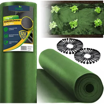Mulčovací textilie Zahradní agrotextilie 1,6 m x 100 m 90 g/m2 + 100 kolíků Plonos - zelená