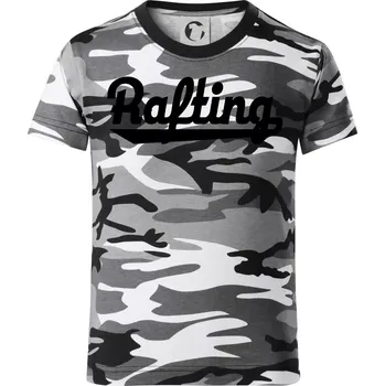 Chlapecké tričko Rafting nápis - Dětské maskáčové triko - 134 cm/8 let ( Šedý maskáč )