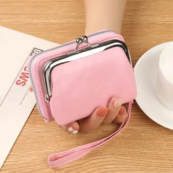 Peněženka Dámská peněženka se sponou | dámská peněženka, kožená peněženka - Růžový