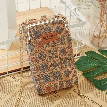 Kabelka Stylová koženková mini kabelka s korkovým motivem | malá taška, dámská kabelka - 323