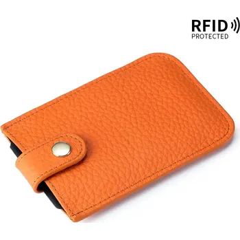 Kožený držák s rychlým přístupem RFID | peněženka pánská, peněženka dámská - pomerančový