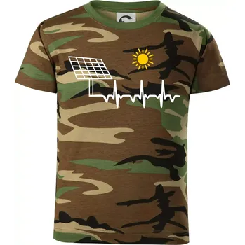 Chlapecké tričko Ekg Fotovoltaická elektrárna - Dětské maskáčové triko - 146 cm/10 let ( Hnědý maskáč )