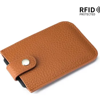 Kožený držák s rychlým přístupem RFID | peněženka pánská, peněženka dámská - Karamelová šedá