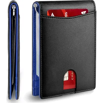 Tenká slim peněženka na karty s klipem | pánská peněženka, slim peněženka - Černá Modrá