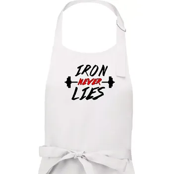 Kuchyňská zástěra Iron never lies - Pánská zástěra na vaření - Univerzální velikost ( Bílá )