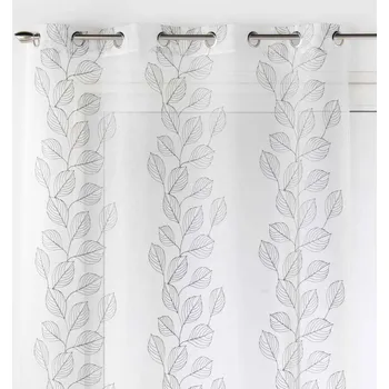 Záclona Blancheporte Záclona se zlatou výšivkou lístků bílá/šedá