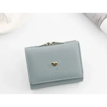 Peněženka Pastelová srdíčková retro peněženka dámská | barevná peněženka, kožená peněženka - T411 modrá