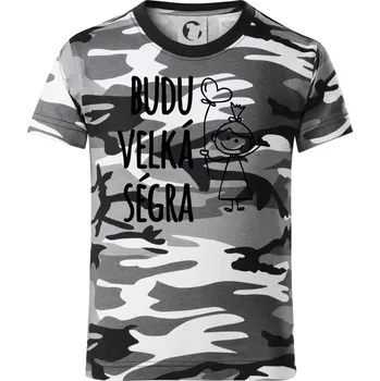 Chlapecké tričko Budu velká ségra - Dětské maskáčové triko - 134 cm/8 let ( Šedý maskáč )