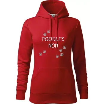 Dámská mikina Poodle`s mom Pudl) (Reflexní tlapky) - Mikina dámská Cape s kapucí - L ( Červená )