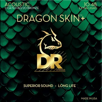 Příslušenství pro strunný nástroj DR Strings Dragon Skin+ Coated 80/20 Extra Light Struny pro akustickou kytaru