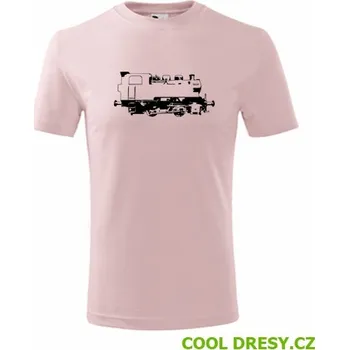 Dětské tričko s obrázkem parní lokomotivy 213 - Barva: růžová, Velikost 8let