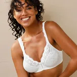 Polovyztužená podprsenka Stellina Triumph® ze saténu a krajky, s kosticemi bílá 85F