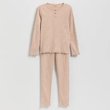 Dívčí spodní prádlo Reserved - Dvoudílné pyžamo s květinovým vzorem - pudrově růžová - 203GE-39X - 203GE-39X-U13