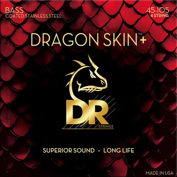 Struna pro hudební nástroj DR Strings Dragon Skin+ Coated Steel Medium 45-105 Struny pro baskytaru