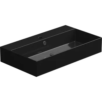 Umyvadlo Zenith BW 80 hranaté, keramické, černé lesklé, 80x46 cm, ZELAVBW80002