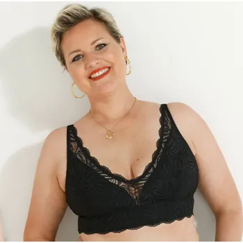 Podprsenka Protetická trojúhelníková podprsenka ze strečové krajky, bez kostic černá 90B