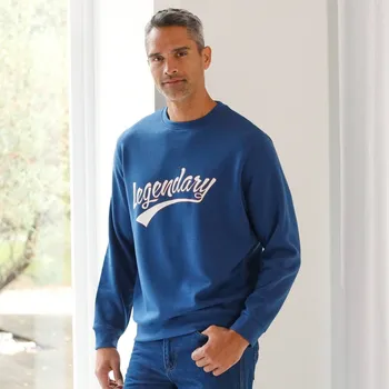 Pánská mikina Mikina se zipem a kulatým výstřihem modrá džínová 137/146