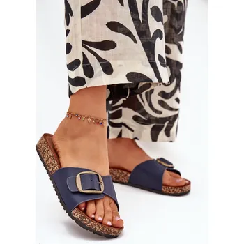 Dámské pantofle Dámské sandály na korkové platformě s přezkou Vianara Barva: Modrá, Velikost: 36