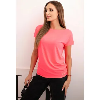 Dámská halenka Dámská bavlněná basic blůza s krátkým rukávem neonově růžová UNI