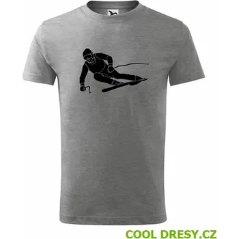 Dětské tričko lyžař - Barva: tmavě šedý melír, Velikost 10let